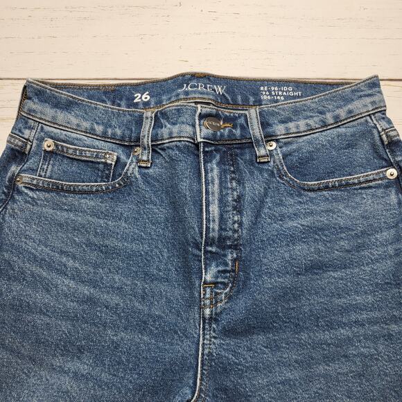 J. Crew 96 Slim Straight Jeans Medium Lark Wash High Rise Full Length Stretch 26 - Picture 5 of 10